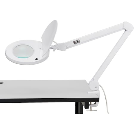Global Industrial 3 Diopter LED Magnifying Lamp, 5000K, Clamp-on, White 501868